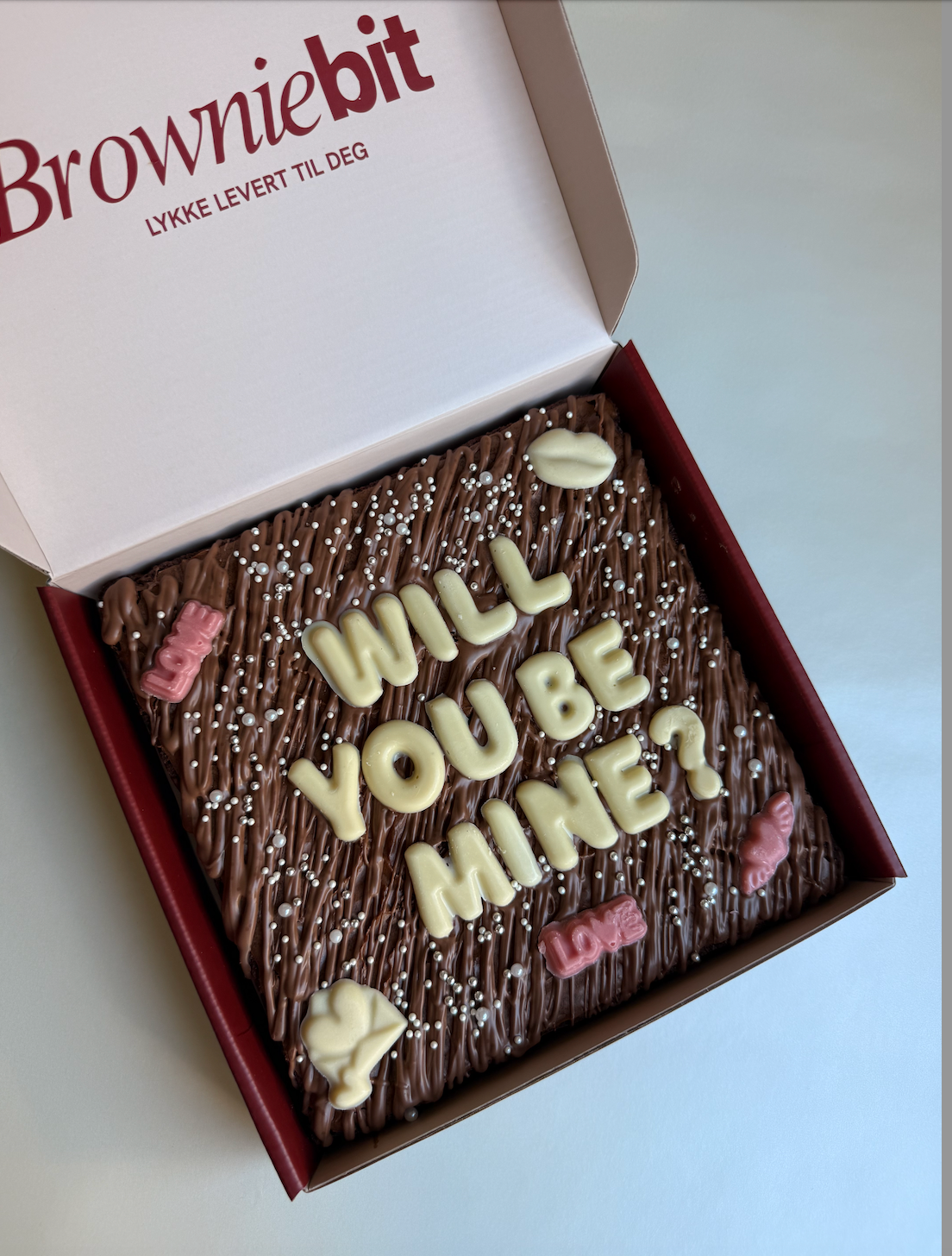 Brownies med Personlig Tekst rosa ikoner